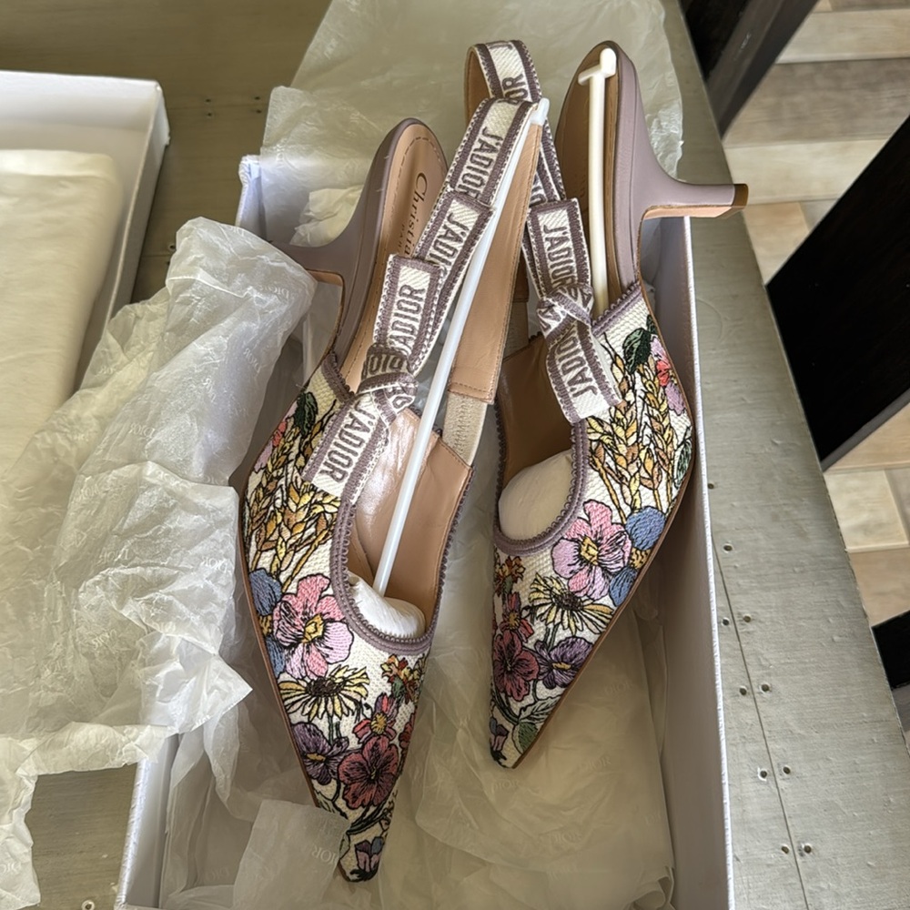 Christian Dior j’adior stiletto sling pump lilac multi color floral sz 41 - Picture 7 of 11